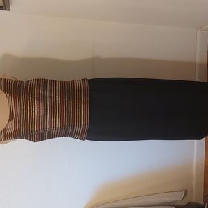 JESSICA HOWARD Size 12P, cocktail/dinner dress. Black,  with a striped top.